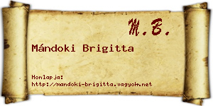 Mándoki Brigitta névjegykártya